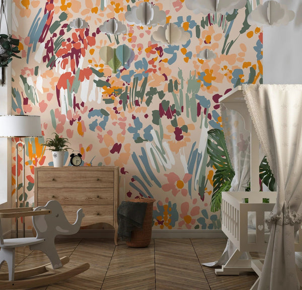 Floral Liberty Pattern Wallpaper, Plants Background Mural, Oversized Custom Size Wall Art, Non - Woven, Non - Adhesive, Modern Wall Paper, Removable - Adawall Wallpaper - Registered Trade Accounts Only, Wallpaper Wholesale Account - W77531 - Adawall Wholesale - Wallpaper Wholesaler