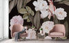 Floral Wall Mural, Brown Peony Flower Parrot Wall Mural Art, Big Size Customizable Bird Theme, Non - Adhesive, Removable Wallpaper, Black, Washable, Home Interior Decor Wall Art - Adawall Wallpaper - Registered Trade Accounts Only, Wallpaper Wholesale Account - A316-3 - Adawall Wholesale - Wallpaper Wholesaler