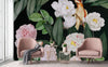 Floral Wall Mural, Green Peony Flower Parrot Wall Mural Art, Big Size Customizable Bird Theme, Non - Adhesive, Removable Wallpaper, Black, Washable, Home Interior Decor Wall Art - Adawall Wallpaper - Registered Trade Accounts Only, Wallpaper Wholesale Account - A316-2 - Adawall Wholesale - Wallpaper Wholesaler