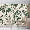 Floral Wallpaper, Black and Green Mural, Oversized Custom Size Wall Art, Non - Woven, Non - Adhesive, Modern Wall Paper, Removable - Adawall Wallpaper - Registered Trade Accounts Only, Wallpaper Wholesale Account - W77956 - Adawall Wholesale - Wallpaper Wholesaler