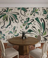 Floral Wallpaper, Black and Green Mural, Oversized Custom Size Wall Art, Non - Woven, Non - Adhesive, Modern Wall Paper, Removable - Adawall Wallpaper - Registered Trade Accounts Only, Wallpaper Wholesale Account - W77956 - Adawall Wholesale - Wallpaper Wholesaler
