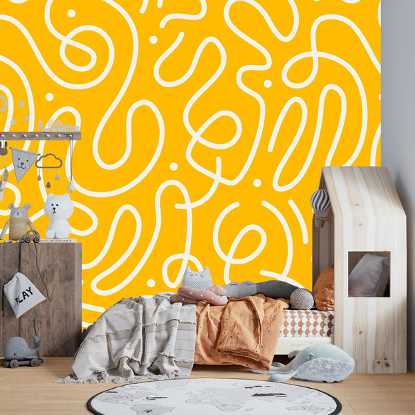 Fun Line Doodle Wallpaper, Seamless Pattern Mural, Oversized Custom Size Wall Art, Non - Woven, Non - Adhesive, Modern Wall Paper, Removable - Adawall Wallpaper - Registered Trade Accounts Only, Wallpaper Wholesale Account - W78199 - Adawall Wholesale - Wallpaper Wholesaler