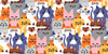 Funny Kitten Crowd Wallpaper, Seamless Pattern Mural, Oversized Custom Size Wall Art, Non - Woven, Non - Adhesive, Modern Wall Paper, Removable - Adawall Wallpaper - Registered Trade Accounts Only, Wallpaper Wholesale Account - W78202 - Adawall Wholesale - Wallpaper Wholesaler