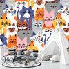 Funny Kitten Crowd Wallpaper, Seamless Pattern Mural, Oversized Custom Size Wall Art, Non - Woven, Non - Adhesive, Modern Wall Paper, Removable - Adawall Wallpaper - Registered Trade Accounts Only, Wallpaper Wholesale Account - W78202 - Adawall Wholesale - Wallpaper Wholesaler