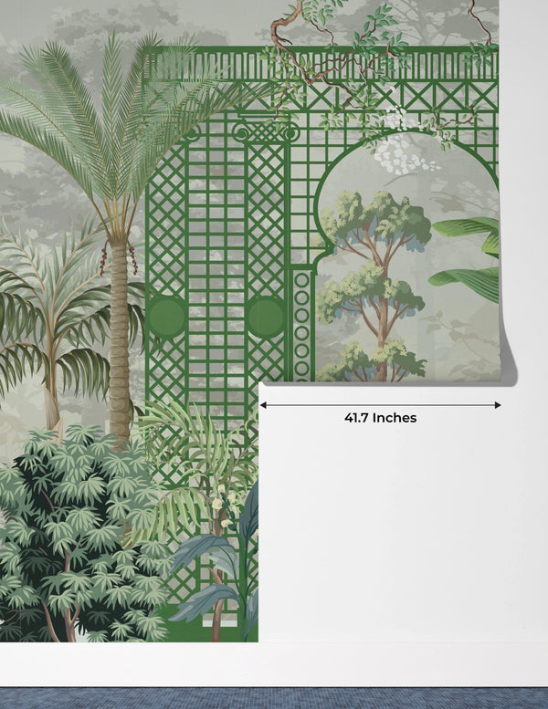 Garden and Peacock Wallpaper,Botanic and Lattice Wall Mural, Oversized Custom Size Wall Art, Non - Woven, Non - Adhesive, Modern Wall Paper, Removable - Adawall Wallpaper - Registered Trade Accounts Only, Wallpaper Wholesale Account - W77506 - Adawall Wholesale - Wallpaper Wholesaler