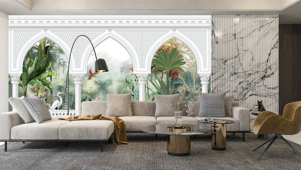 Garden Arch Wallpaper, Birds Mural, Oversized Custom Size Wall Art, Non - Woven, Non - Adhesive, Modern Wall Paper, Removable - Adawall Wallpaper - Registered Trade Accounts Only, Wallpaper Wholesale Account - W77784 - Adawall Wholesale - Wallpaper Wholesaler