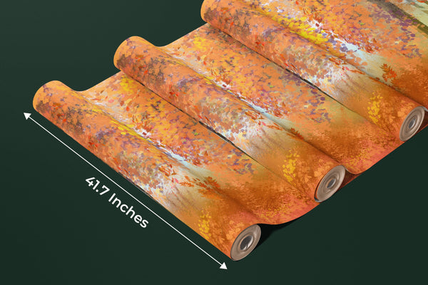 Autumn Forest Wallpaper, Oil Painting Mural, Oversized Custom Size Wall Art, Non-Woven, Non-Adhesive, Modern Wall Paper, Removable