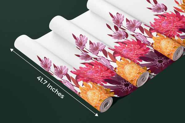 Art Floral Wallpaper, Seamless Pattern Mural, Oversized Custom Size Wall Art, Non-Woven, Non-Adhesive, Modern Wall Paper, Removable