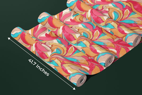 Elegant Floral Wallpaper, Seamless Pattern Mural, Oversized Custom Size Wall Art, Non-Woven, Non-Adhesive, Modern Wall Paper, Removable