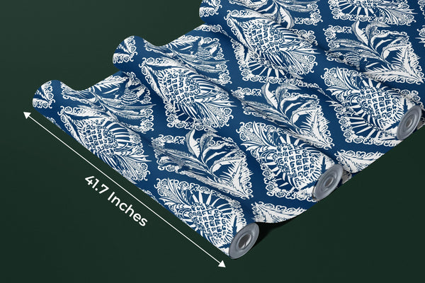 Retro Tropical Style Wallpaper, Seamless Pattern Mural, Oversized Custom Size Wall Art, Non-Woven, Non-Adhesive, Modern Wall Paper, Removable