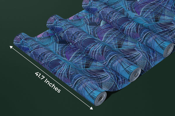 Dark Blue and Pink Wallpaper, Abstract Shapes Mural, Oversized Custom Size Wall Art, Non-Woven, Non-Adhesive, Modern Wall Paper, Removable