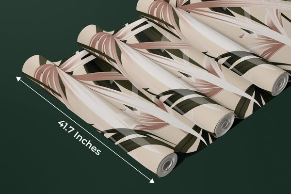 Tropical Plant Wallpaper, Seamless Pattern Mural, Oversized Custom Size Wall Art, Non-Woven, Non-Adhesive, Modern Wall Paper, Removable