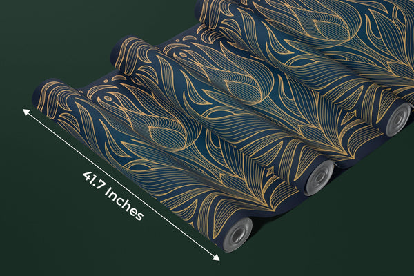 Art Deco Wallpaper, Wavy Flower Mural, Oversized Custom Size Wall Art, Non-Woven, Non-Adhesive, Modern Wall Paper, Removable