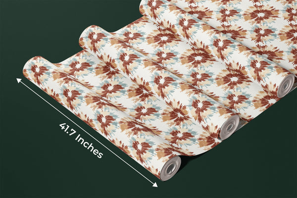 Abstract Brown and Blue Wallpaper, Seamless Pattern Mural, Oversized Custom Size Wall Art, Non-Woven, Non-Adhesive, Modern Wall Paper, Removable