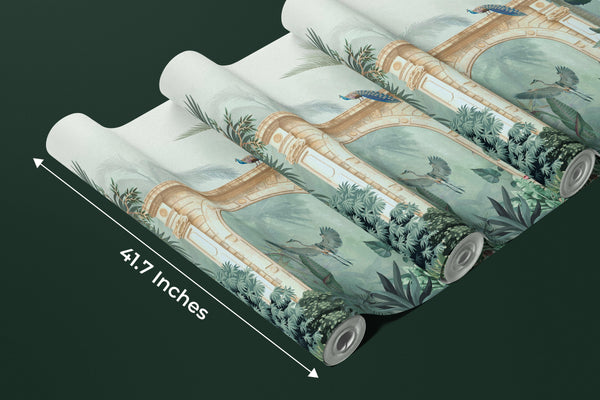 Mughal Garden Wallpaper, Traditional Mural, Oversized Custom Size Wall Art, Non-Woven, Non-Adhesive, Modern Wall Paper, Removable