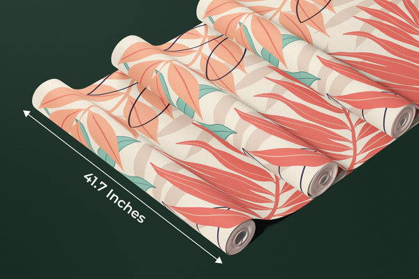 Abstract Art Wallpaper, Botanical Mural, Oversized Custom Size Wall Art, Non-Woven, Non-Adhesive, Modern Wall Paper, Removable