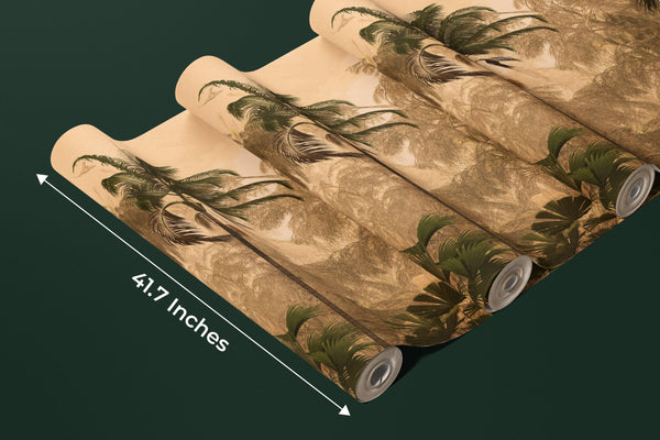 Tropical Palm Trees Wallpaper, Foggy Forest Mural, Oversized Custom Size Wall Art, Non-Woven, Non-Adhesive, Modern Wall Paper, Removable