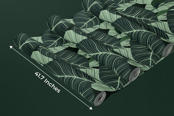 Luxury Nature Wallpaper, Green Leaves Mural, Oversized Custom Size Wall Art, Non-Woven, Non-Adhesive, Modern Wall Paper, Removable
