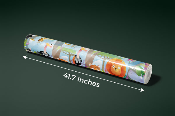 Kids Animals in Jungle Wallpaper, Wild Tropical Mural, Oversized Custom Size Wall Art, Non-Woven, Non-Adhesive, Modern Wall Paper, Removable