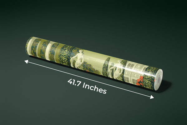 Flower Garden Wallpaper, Country House and Statues Mural, Oversized Custom Size Wall Art, Non-Woven, Non-Adhesive, Modern Wall Paper, Removable