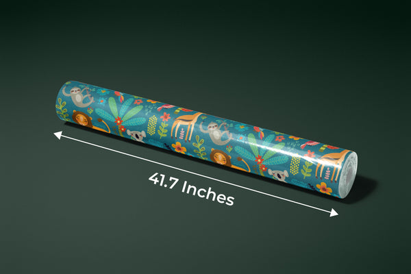 Tropical Animals Wallpaper, Green Background Mural, Oversized Custom Size Wall Art, Non-Woven, Non-Adhesive, Modern Wall Paper, Removable