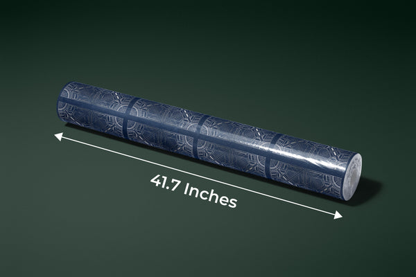 Silver Art Deco Wallpaper, Dark Blue Background Mural, Oversized Custom Size Wall Art, Non-Woven, Non-Adhesive, Modern Wall Paper, Removable