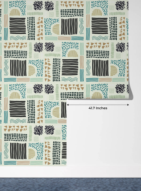 African Ethnic Wallpaper, Seamless Pattern Mural, Oversized Custom Size Wall Art, Non-Woven, Non-Adhesive, Modern Wall Paper, Removable