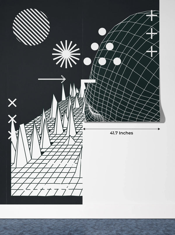 3D Human Head Wallpaper, Retro Futuristic Mural, Oversized Custom Size Wall Art, Non-Woven, Non-Adhesive, Modern Wall Paper, Removable