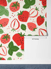 Strawberries, White Background Wallpaper, Seamless Pattern Mural, Oversized Custom Size Wall Art, Non-Woven, Non-Adhesive, Modern Wall Paper, Removable