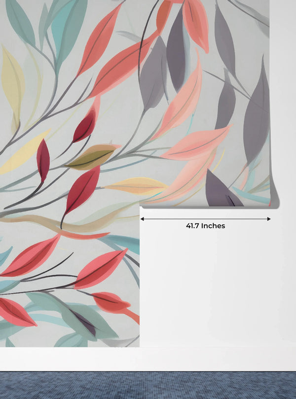 Elegant Floral Wallpaper, Seamless Pattern Mural, Oversized Custom Size Wall Art, Non-Woven, Non-Adhesive, Modern Wall Paper, Removable