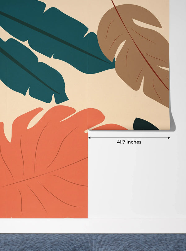 Natural Plants Wallpaper, Beige Background Mural, Oversized Custom Size Wall Art, Non-Woven, Non-Adhesive, Modern Wall Paper, Removable