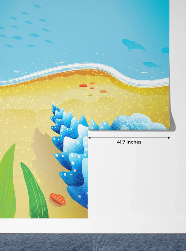 Cute Crab Wallpaper, Tropical Beach Mural, Oversized Custom Size Wall Art, Non-Woven, Non-Adhesive, Modern Wall Paper, Removable