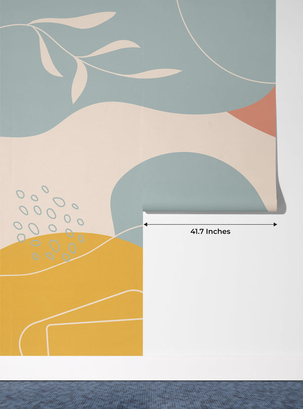 Floral Shape Abstract Wallpaper, Colorful Mural, Oversized Custom Size Wall Art, Non-Woven, Non-Adhesive, Modern Wall Paper, Removable