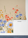 Colorful Floral Wallpaper, Seamless Pattern Mural, Oversized Custom Size Wall Art, Non-Woven, Non-Adhesive, Modern Wall Paper, Removable