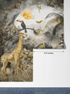 Tropical Landscape Wallpaper, Safari Animals Mural, Oversized Custom Size Wall Art, Non-Woven, Non-Adhesive, Modern Wall Paper, Removable