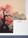 Sakura Trees Wallpaper, Traditional Ink Landscape Mural, Oversized Custom Size Wall Art, Non-Woven, Non-Adhesive, Modern Wall Paper, Removable