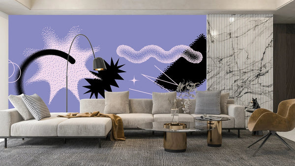 Geometric Shapes Wallpaper, Purple Background Mural, Oversized Custom Size Wall Art, Non - Woven, Non - Adhesive, Modern Wall Paper, Removable - Adawall Wallpaper - Registered Trade Accounts Only, Wallpaper Wholesale Account - W77637 - Adawall Wholesale - Wallpaper Wholesaler