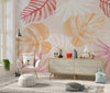 Tropical Art Wallpaper, Colorful Leaves Mural, Oversized Custom Size Wall Art, Non-Woven, Non-Adhesive, Modern Wall Paper, Removable