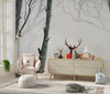 Winter Forest Wallpaper, Deer Mural, Oversized Custom Size Wall Art, Non-Woven, Non-Adhesive, Modern Wall Paper, Removable