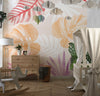 Tropical Art Wallpaper, Colorful Leaves Mural, Oversized Custom Size Wall Art, Non-Woven, Non-Adhesive, Modern Wall Paper, Removable