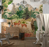 Forest Animals, Trees Wallpaper, Watercolor Mural, Oversized Custom Size Wall Art, Non-Woven, Non-Adhesive, Modern Wall Paper, Removable