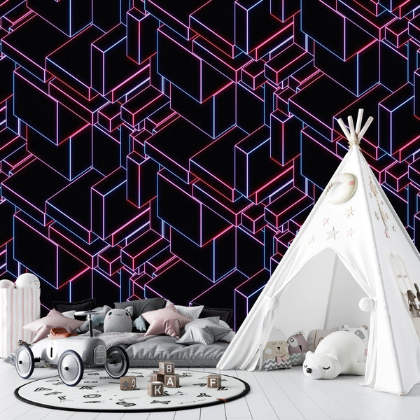 Glowing Futuristic Wallpaper, Abstract Geometric Mural, Oversized Custom Size Wall Art, Non - Woven, Non - Adhesive, Modern Wall Paper, Removable - Adawall Wallpaper - Registered Trade Accounts Only, Wallpaper Wholesale Account - W77642 - Adawall Wholesale - Wallpaper Wholesaler