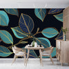 Gold Leaves Wallpaper, Black Background Mural, Oversized Custom Size Wall Art, Non - Woven, Non - Adhesive, Modern Wall Paper, Removable - Adawall Wallpaper - Registered Trade Accounts Only, Wallpaper Wholesale Account - W77905 - Adawall Wholesale - Wallpaper Wholesaler