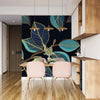 Gold Leaves Wallpaper, Black Background Mural, Oversized Custom Size Wall Art, Non - Woven, Non - Adhesive, Modern Wall Paper, Removable - Adawall Wallpaper - Registered Trade Accounts Only, Wallpaper Wholesale Account - W77905 - Adawall Wholesale - Wallpaper Wholesaler