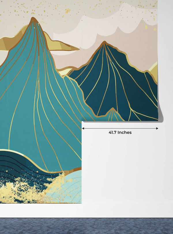 Gold Line Mountains Wallpaper, Landscape Mural, Oversized Custom Size Wall Art, Non - Woven, Non - Adhesive, Modern Wall Paper, Removable - Adawall Wallpaper - Registered Trade Accounts Only, Wallpaper Wholesale Account - W77912 - Adawall Wholesale - Wallpaper Wholesaler