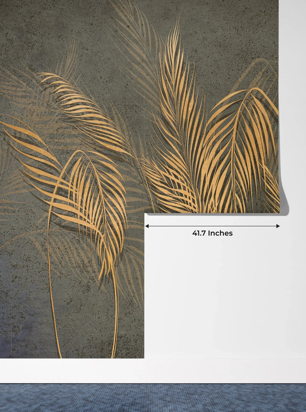 Gold Palm Leaves Wallpaper, Tropical Mural, Oversized Custom Size Wall Art, Non - Woven, Non - Adhesive, Modern Wall Paper, Removable - Adawall Wallpaper - Registered Trade Accounts Only, Wallpaper Wholesale Account - W77997 - Adawall Wholesale - Wallpaper Wholesaler