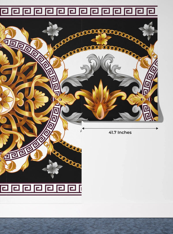 Golden Baroque Wallpaper, Black Background Mural, Oversized Custom Size Wall Art, Non - Woven, Non - Adhesive, Modern Wall Paper, Removable - Adawall Wallpaper - Registered Trade Accounts Only, Wallpaper Wholesale Account - W77691 - Adawall Wholesale - Wallpaper Wholesaler