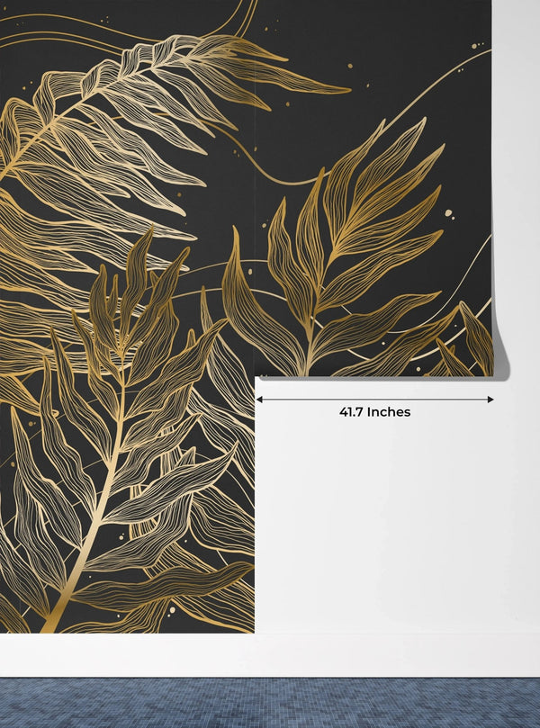 Golden Exotic Palm Leaves Wallpaper, Seamless Pattern Mural, Oversized Custom Size Wall Art, Non - Woven, Non - Adhesive, Modern Wall Paper, Removable - Adawall Wallpaper - Registered Trade Accounts Only, Wallpaper Wholesale Account - W78062 - Adawall Wholesale - Wallpaper Wholesaler