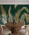 Golden Palm Leaves Wallpaper, Luxury Dark Green Art Background Mural, Oversized Custom Size Wall Art, Non - Woven, Non - Adhesive, Modern Wall Paper, Removable - Adawall Wallpaper - Registered Trade Accounts Only, Wallpaper Wholesale Account - W77514 - Adawall Wholesale - Wallpaper Wholesaler
