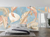 Golden Palms Wallpaper, Blue Background Mural, Oversized Custom Size Wall Art, Non - Woven, Non - Adhesive, Modern Wall Paper, Removable - Adawall Wallpaper - Registered Trade Accounts Only, Wallpaper Wholesale Account - W77851 - Adawall Wholesale - Wallpaper Wholesaler